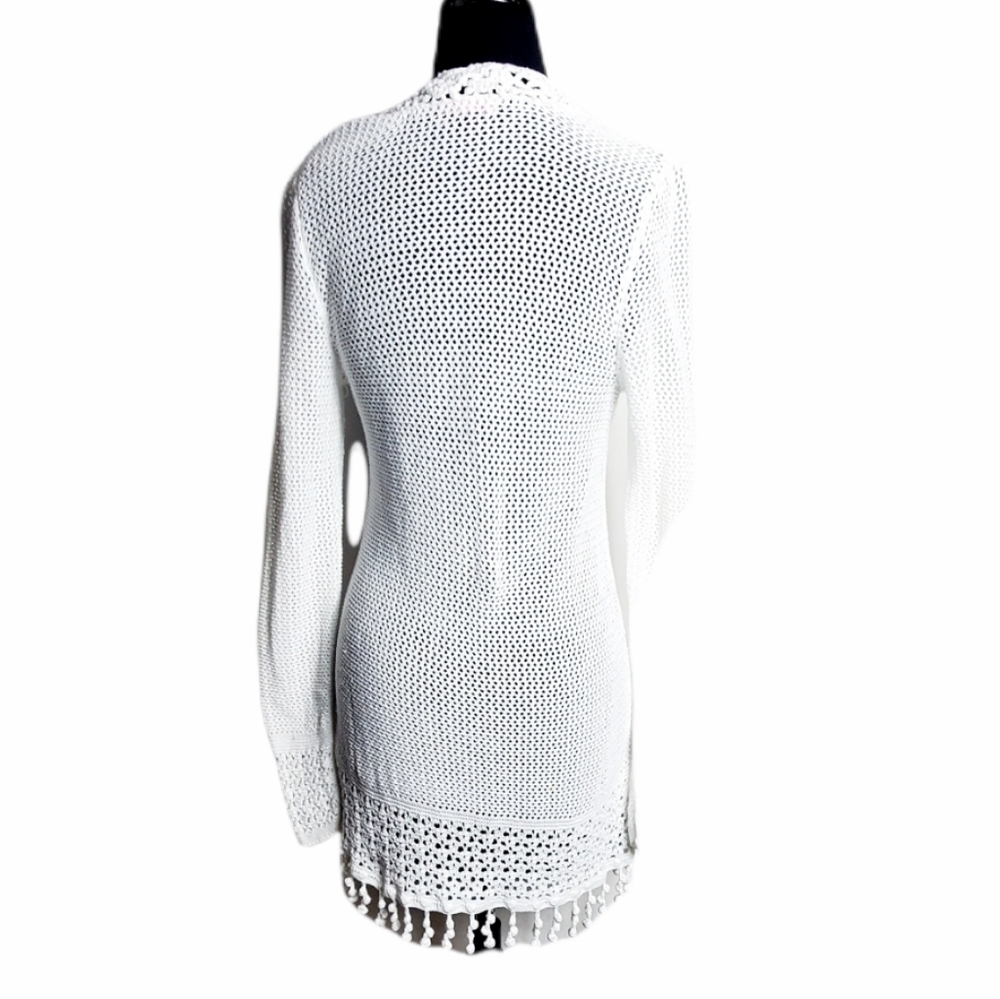 Lilly Pulitzer Frieda white crochet tunic sweater cover up women's size medium - Picture 2 of 9